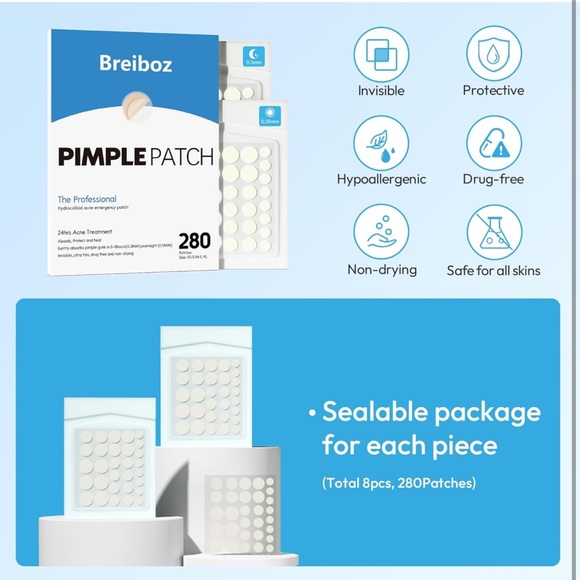 Pimple Patches Face Hydrocolloid Acne Zit Day Night Tea Tree 280 Patches SR3 - Picture 5 of 6